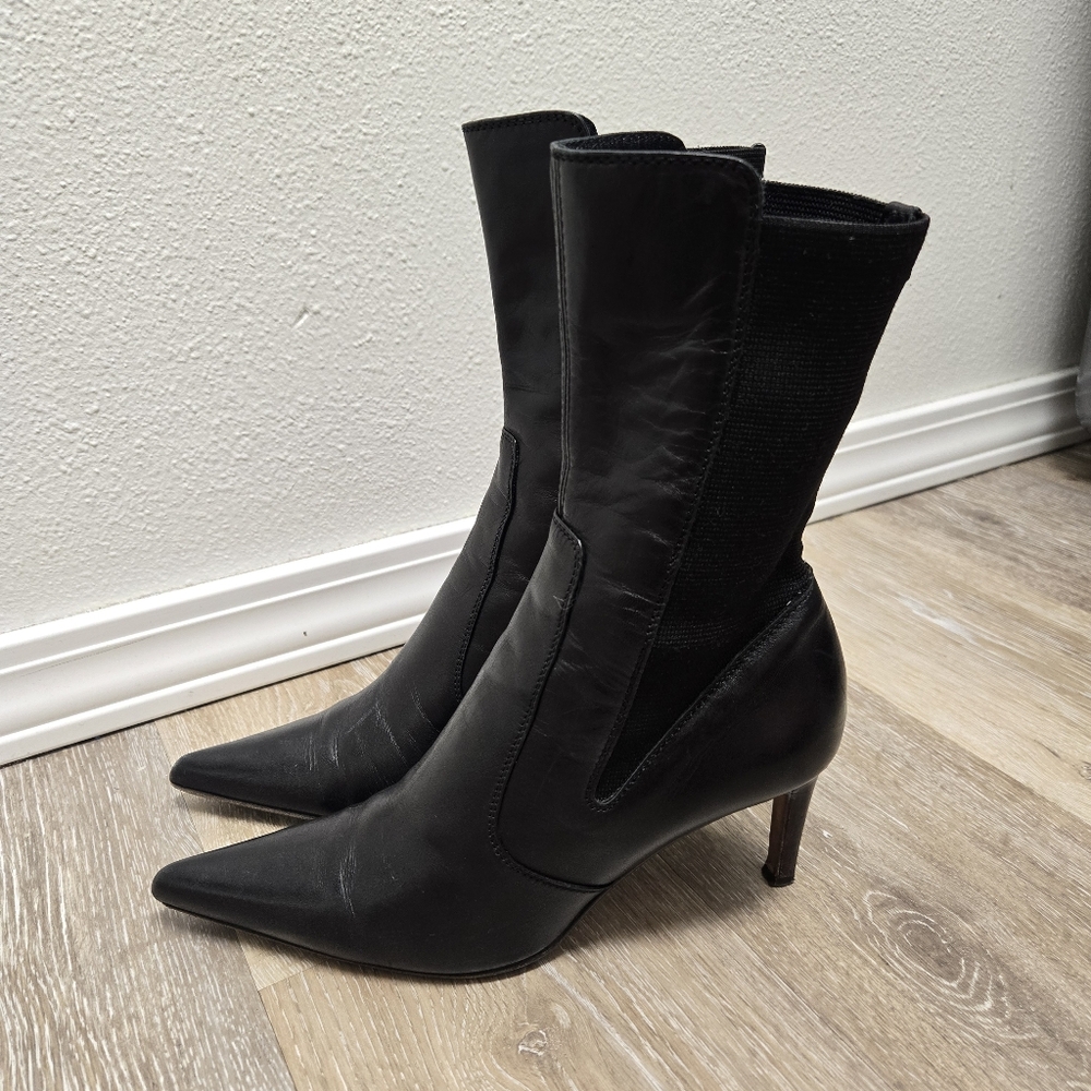YSL Yves Saint Laurent Rive Gauche Black Leather Ankle Booties - Size 5 (35)